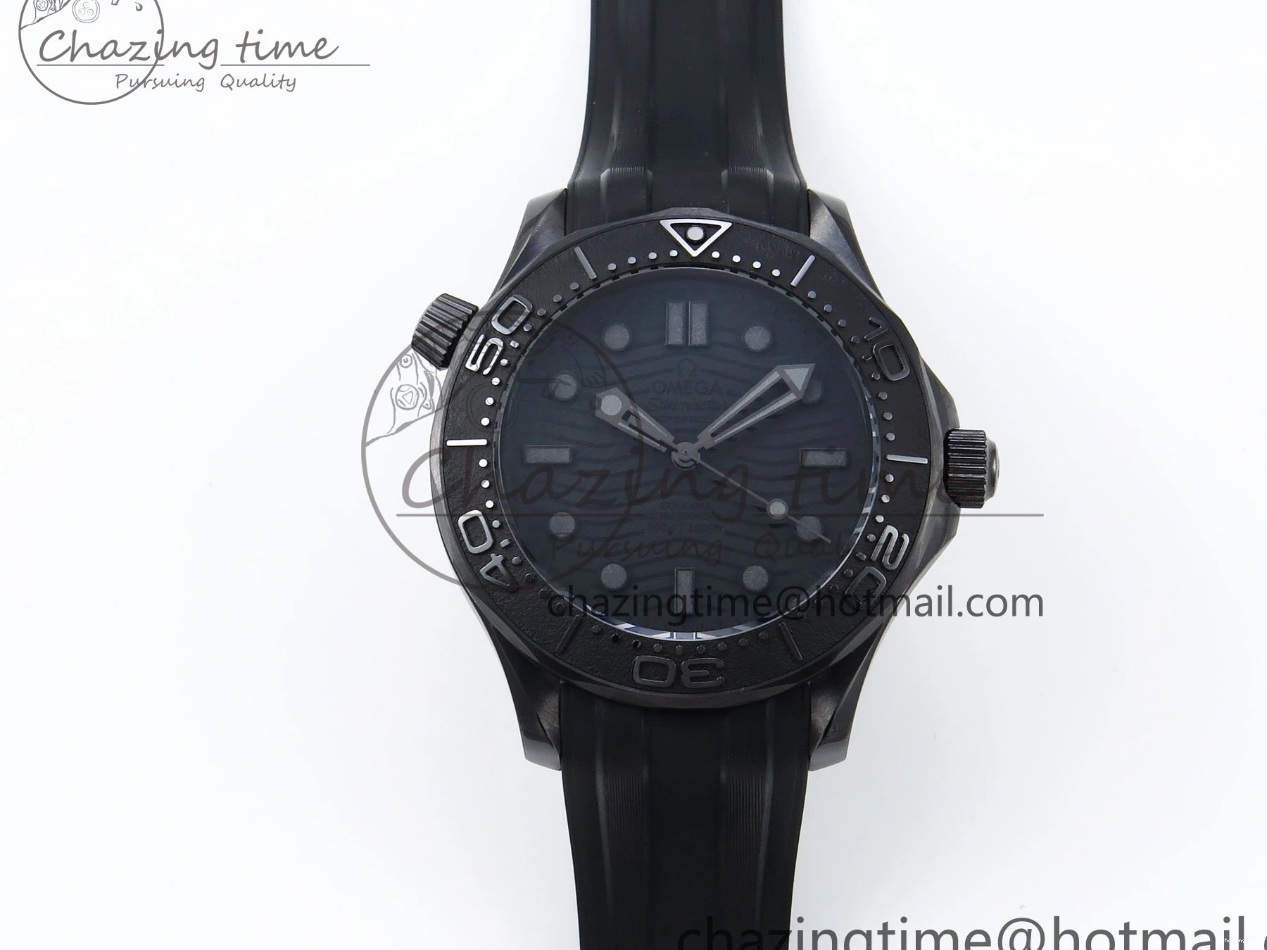0405 Seamaster 300m 43.5mm Black Ceramic S+F 1:1 Best Edition Black Dial on Black Rubber Strap A WrinkleFree 7731